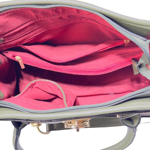 DASEIN Women's Handbag Belted Medium Tote Bag Green Faux Leather - Picture 10 of 12